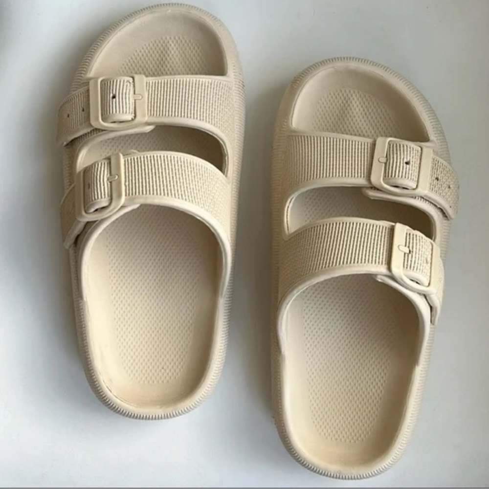 Stylish Beige Double-Strap Sandals